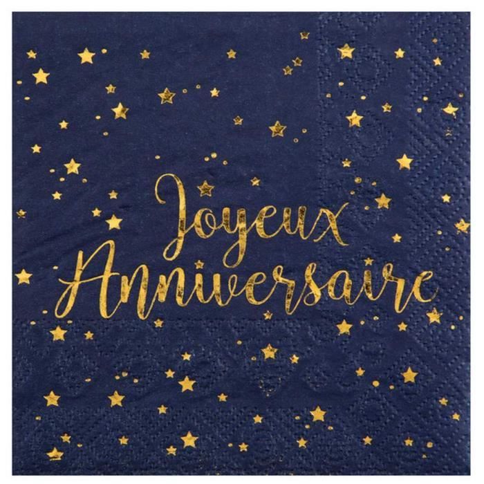 Serviettes Bleu Marine Et Or Joyeux Anniversaire Achat Vente Serviette De Table Soldes Sur Cdiscount Des Le Janvier Cdiscount