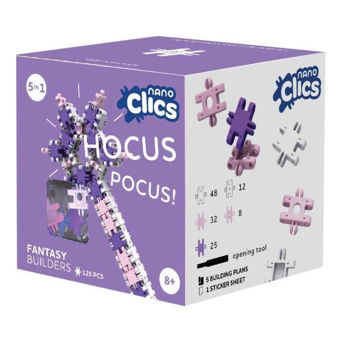 Ensemble de construction - CLICS - nano fantasy builders - Violet - 125 pièces - Autocollants inclus
