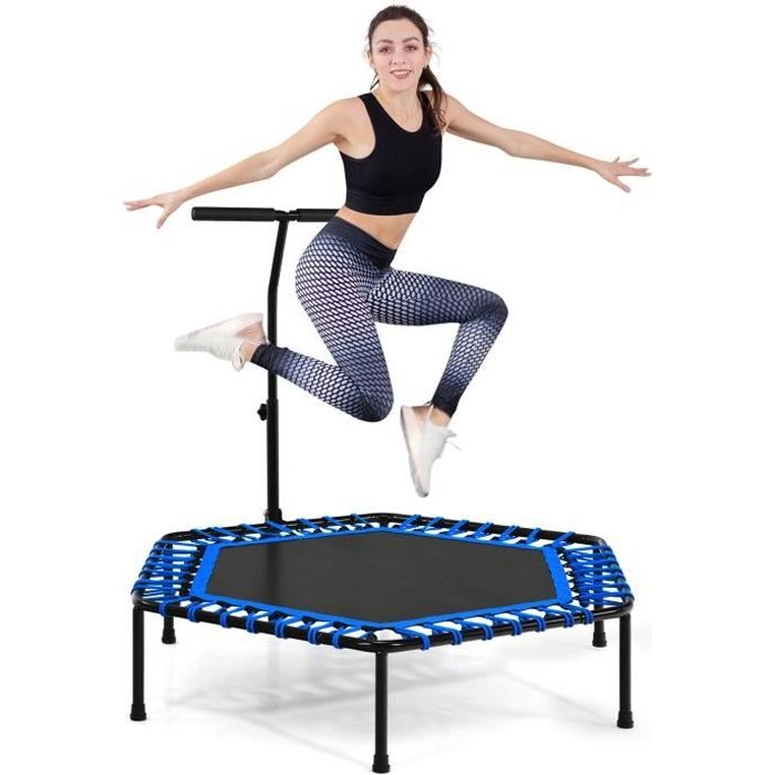 COSTWAY Trampoline de Fitness Pliable ø100CM avec Poignée Réglable en Forme T Cordes à Haute