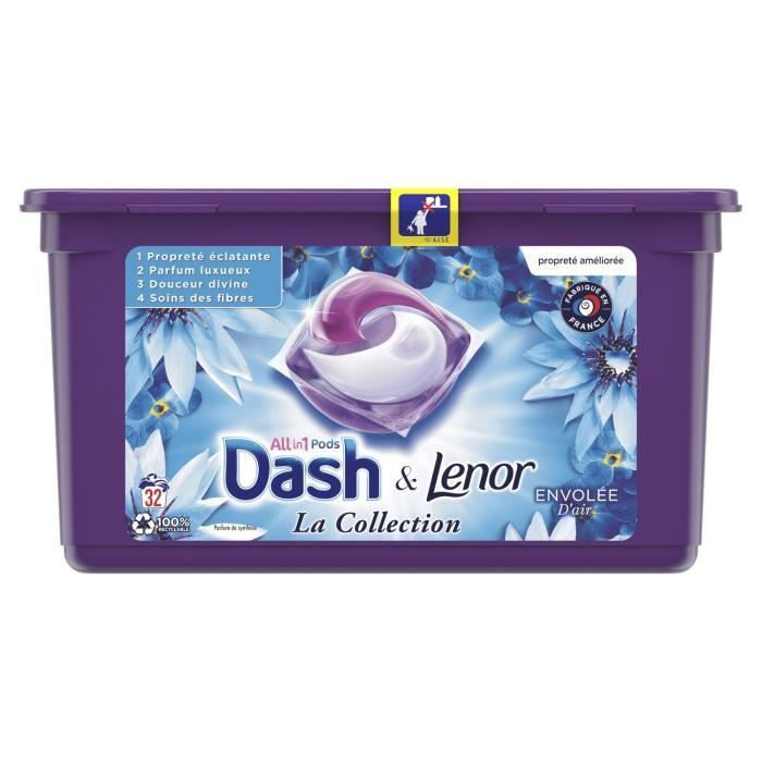 LOT DE 6 - DASH Lenor 3en1 envolée d'air Lessive capsule- boîte de 25 ...
