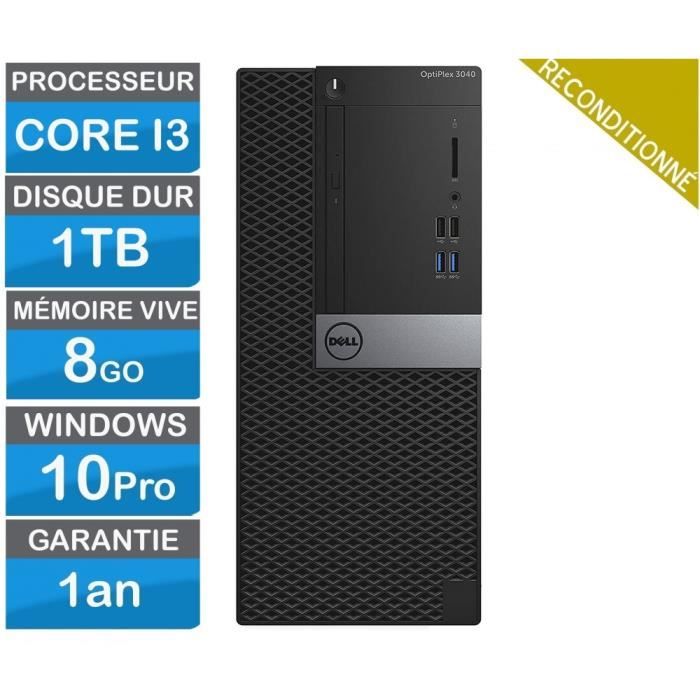 PC Bureau Dell Optiplex - HDD 1TB - Ram 8Go - intel Core i3-6100 3.70 GHz - Dell