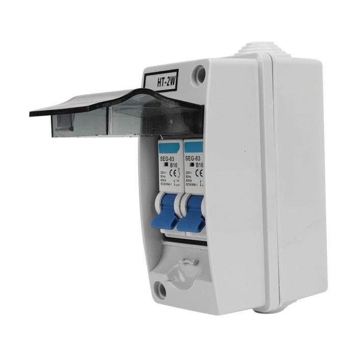 Disjoncteur Différentiel 40A 30mA RCD + 2 MCB 6A Et 16A - Protection Électrique 2 Voies IP65