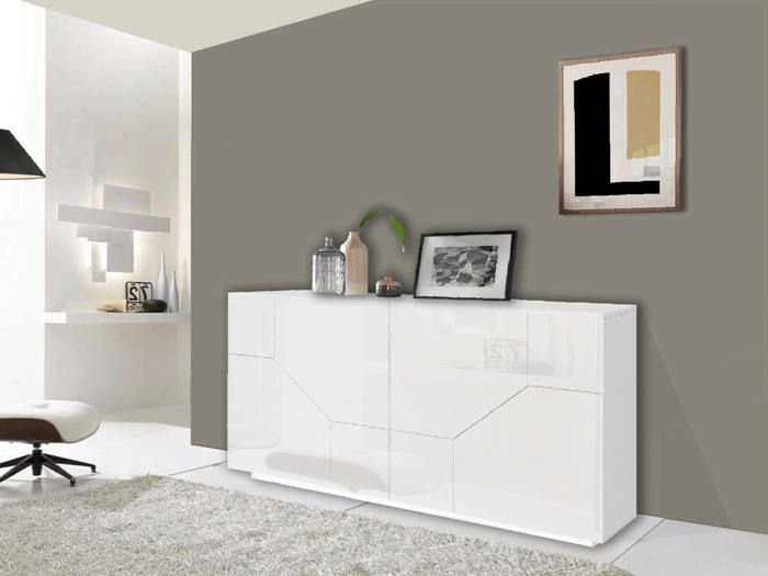 Buffet Stefano 200x43h86 cm Blanc brillant