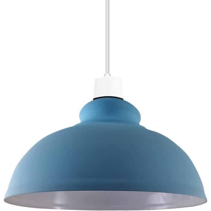 Abat-jour Double Niveau Bleu CGC Lighting - Pour Plafonnier, Lampe Table Ou Pied, Diamètre 26 Cm, Hauteur 22 Cm