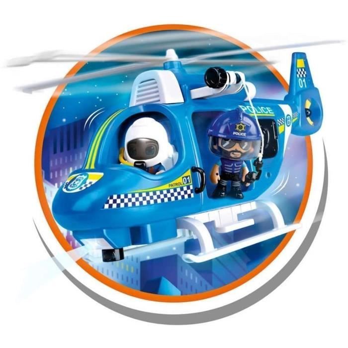Action Pinypon - Hélicoptère de police avec 1 chiffre et accessoires, pour les garçons et les filles de 4 à 8 ans
