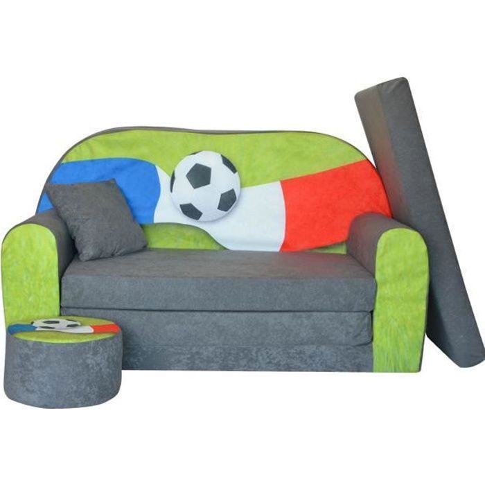 Canapé enfant convertible FORTISLINE - Football FAN ZONE FR - Tissu - Gris - 2 places - Quotidien Canapé enfant convertible FORTISLINE - Football FAN ZONE FR - Tissu - Gris - 2 places - Quotidien