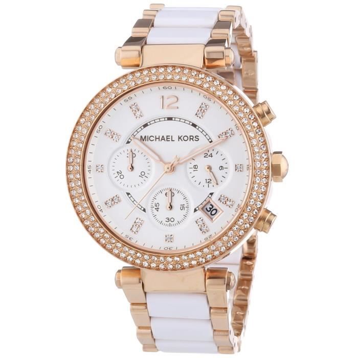 Montre Michael Kors Mk5774 Parker Doré et blanc Quartz Résistante  à l'eau 100m