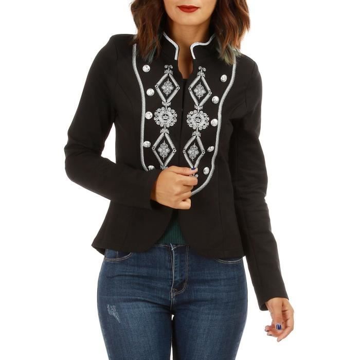 Veste Officier /à col Mao et Manches Longues orn/ées de 3 Boutons dor/és La Modeuse