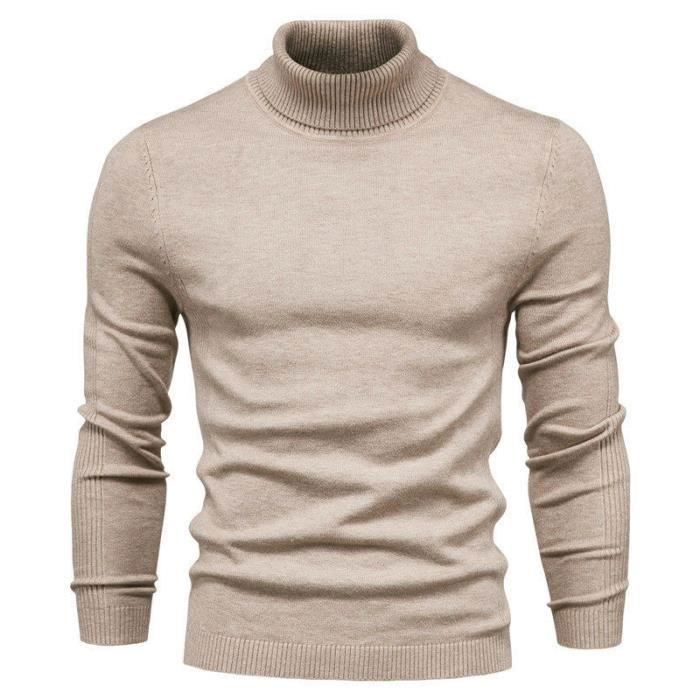 Pull À Col Roulé Homme En Tricot Manches Longues Casual Pullover Chaud ...