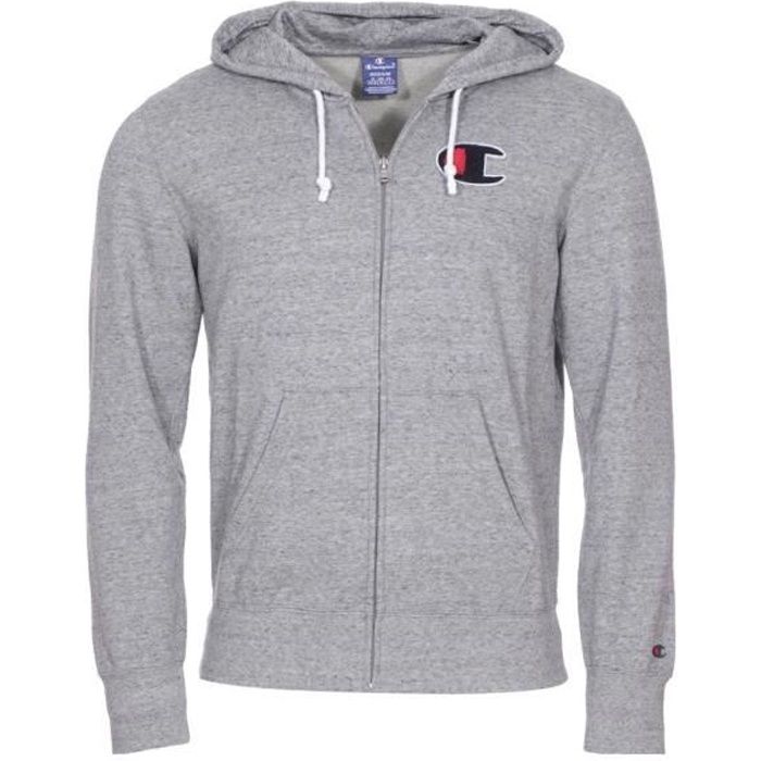 Sweat CHAMPION Homme Gris chiné Col capuche Fermeture