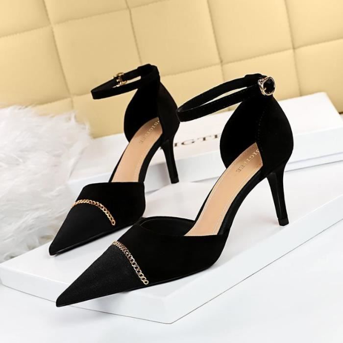 Escarpin Noir Talon Ouvert Noir Escarpins Bout Pointu Talon Ouvert