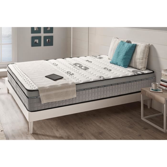 Matelas MAXI CARBONE 140x190 cm mousse à mémoire de forme Bio Memory®+ système HQ Aero Latex®+ effet régénérateur + technologie Acti