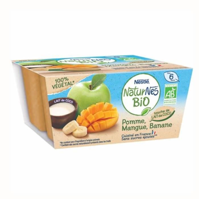 Nestle Naturnes Dessert Bebe Des 6 Mois Pomme Mangue Banane Et Lait De Coco 4 Pots X 90 G Achat Vente Compote Dessert Fruite Nestle Naturnes Dessert Bebe Des