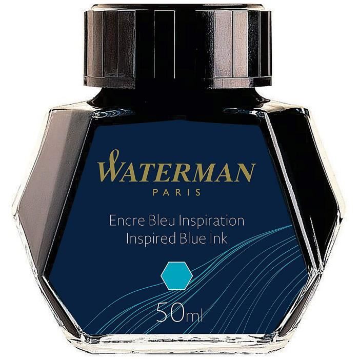 WATERMAN encre pour stylo plume, couleur Bleu Inspiration, flacon 50 ml