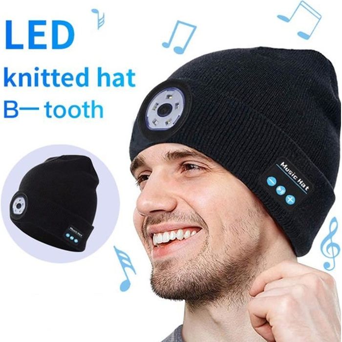 Bonnet d'hiver Bluetooth V5.0 sans Fil avec Lampe Frontale LED,  Haut-Parleur stéréo et Microphone intégrés, pour Homme, Femme(Noir) -  Cdiscount