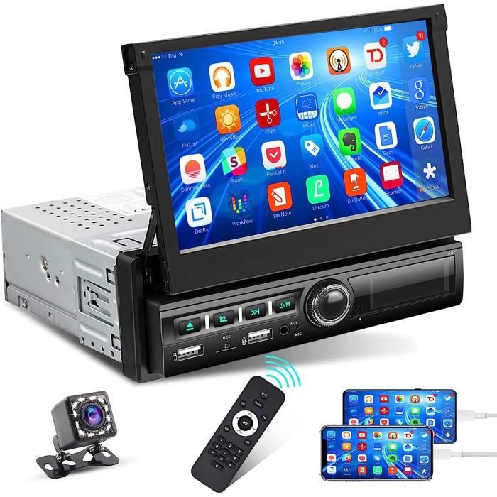 Hikity Autoradio Bluetooth 1 Din avec 7 Pouces Écran Tactil Motorisé  Rétractable, Post Radio Voiture Bluetooth Main Libres FM [40] - Cdiscount  Auto