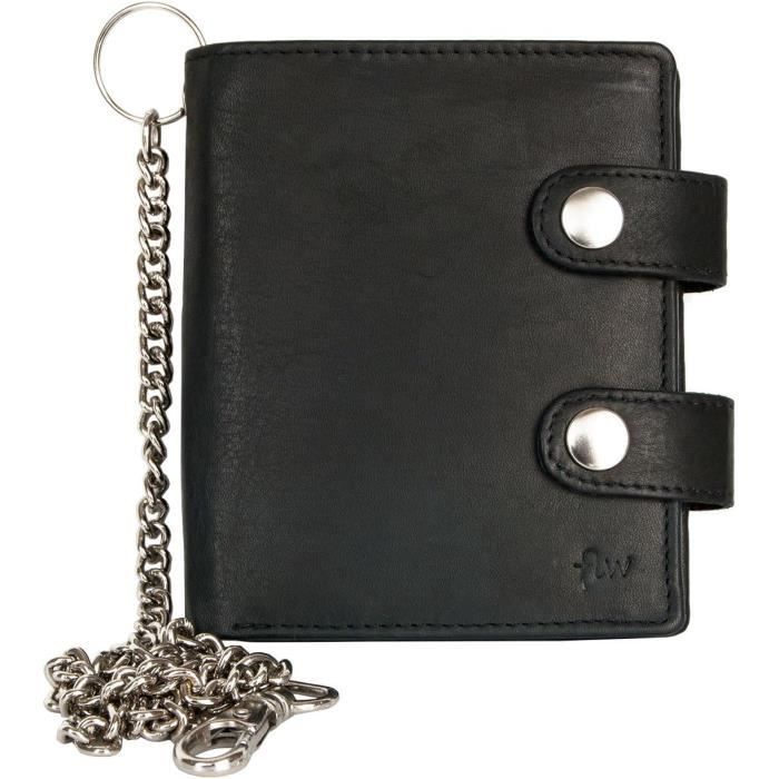 Portefeuille Noir En Cuir Véritable Motif Bottes Cowboy - 13x9 Cm - Neuf Sans étiquette