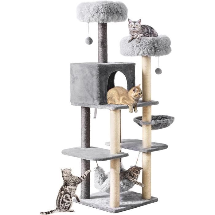 Tiragraffi Per Gatti Grande 190 Cm - Con 8 Paletti In Sisal, Amaca, 2 Cuginette E Piattaforme