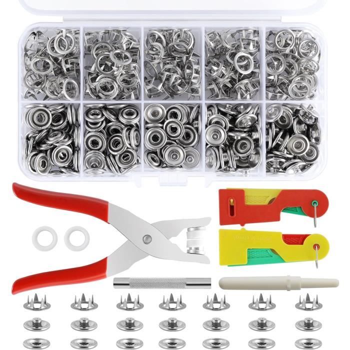 Kit 120 Boutons-Pression Métal 12.5mm - 4 Couleurs (Or, Argent, Bronze, Noir) + Outils - 2