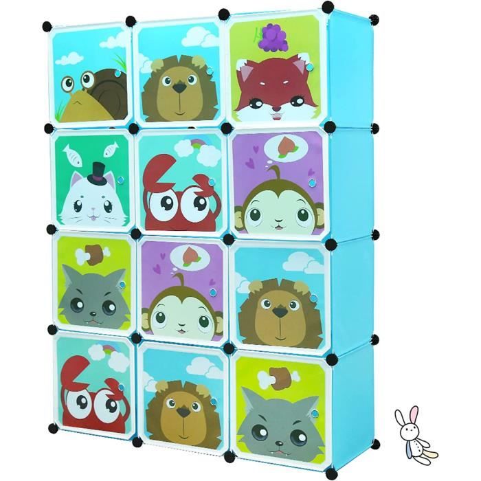 Armoire Penderie Modulable 6 Étages 12 Portes - Grande Capacité Rangement Vêtements - Plastique Robuste