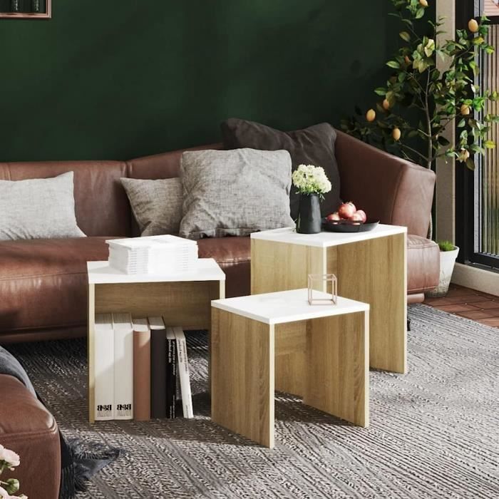 Tables Gigognes VidaXL - Lot De 3 - Bois Acajou Massif - Neuves