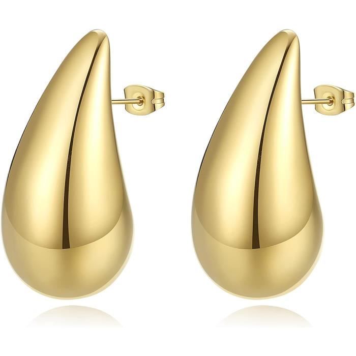 Creoles Or Femme 18K Plaque Or Creole Grande Hypoallergéniques Boucles D'oreilles Femme Creoles Vintage Épais Creoles Or 30mm 40mm 50mm EXGOX