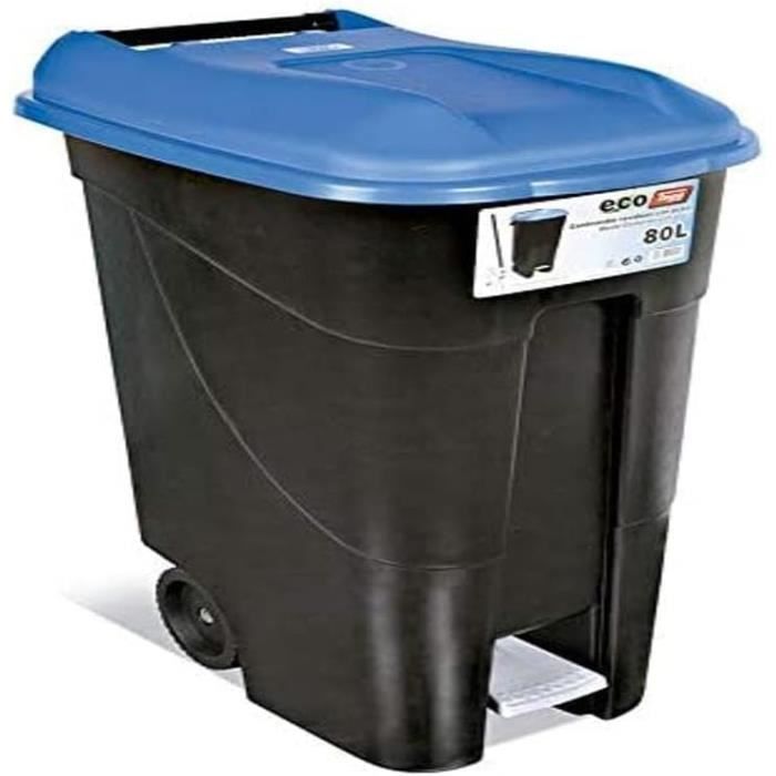 80P Poubelle Noir Bleu 80 L W2451 Cdiscount Maison