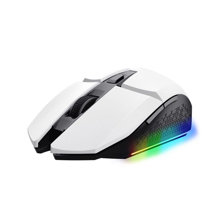 Trust Gaming GXT 110W Felox Souris Gamer sans Fil Rechargeable - 80 Heures d'autonomie, 800-4800 PPP, 6 Boutons, LED – Blanc