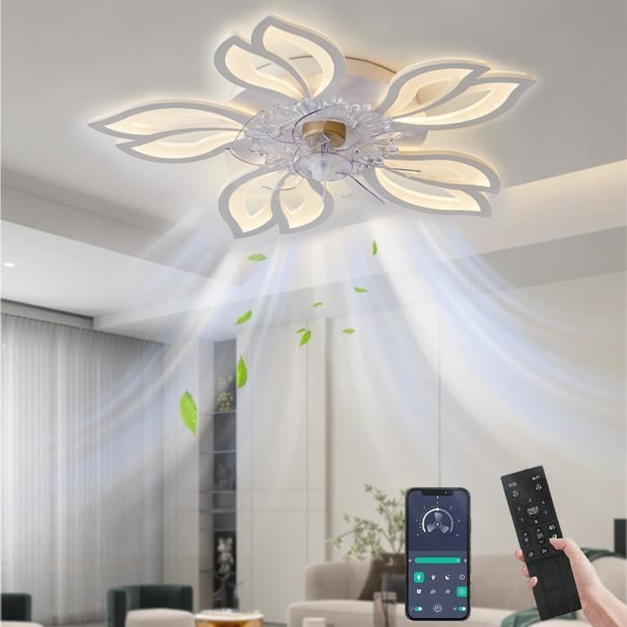 Ventilateur de plafond avec lumières ventilateur de plafond réversible à montage encastré moderne pour salon chambre à coucher - Uverbon