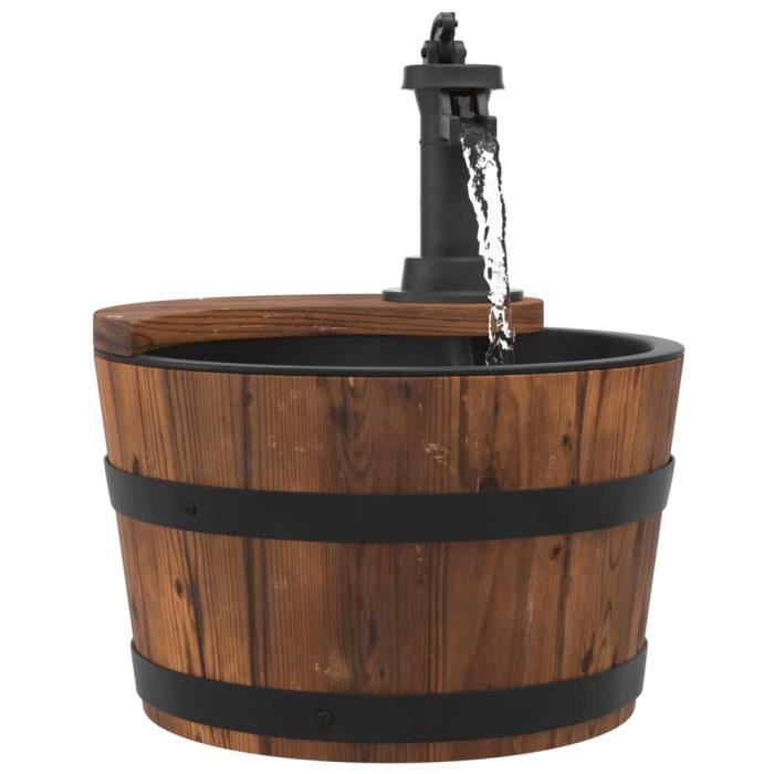GOPLUS Fountaine Décoration pour Jardin Extérieur en Bois de Sapin, Pompe Électrique, 58,5 x 51 x 117 CM, Marron Rustique