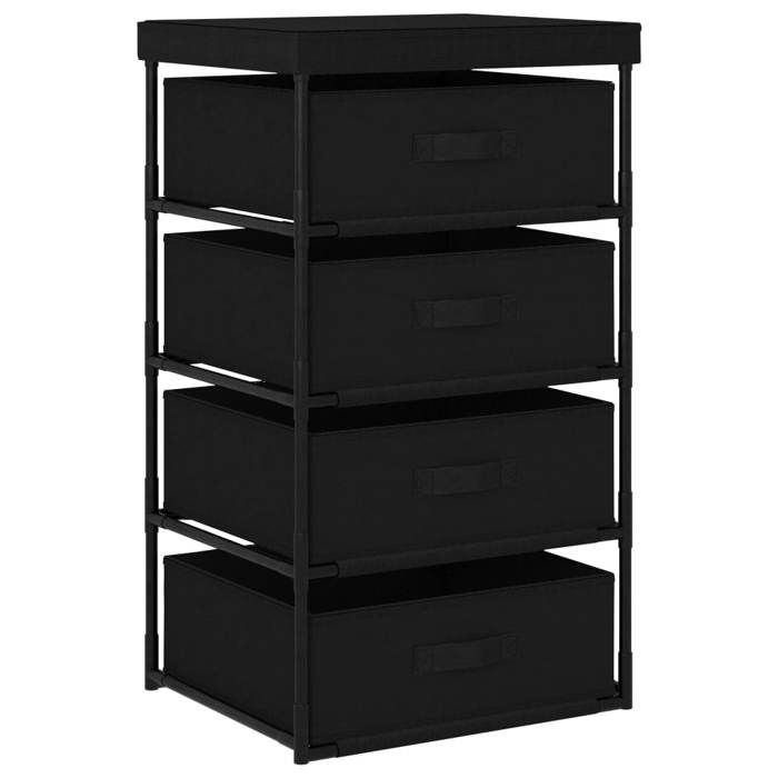 vidaXL Étagère de rangement avec 4 paniers en tissu Acier Noir 322622