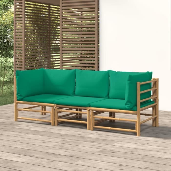 vidaXL Salon de jardin 3 pcs Bambou - vue 7
