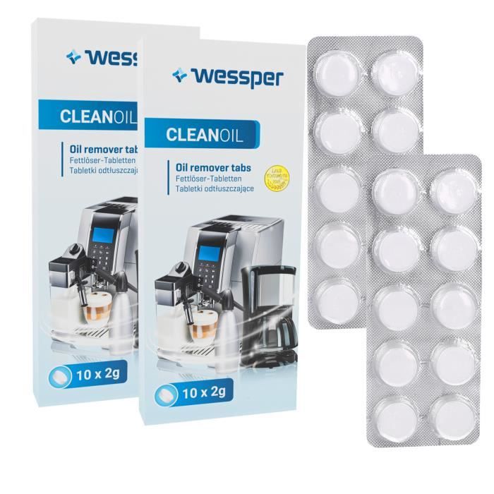 Tablettes de nettoyage pour machines à café et expressos Wessper CleanOil  20 pièces - Cdiscount Electroménager