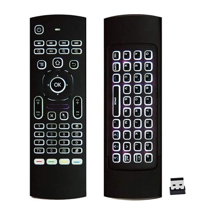WOVTE 24 G rétroéclairé télécommande Air Mouse clavier sans fil et lapprentissage infrarouge