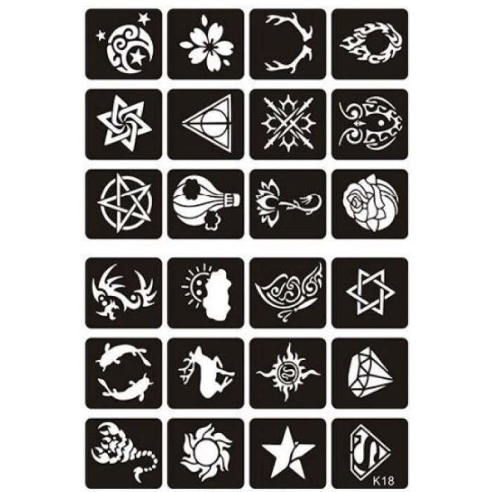 Lot De 12 Paillettes Pour Tatouage Au Henné - Art Corporel - Qualité JX - Multi-couleurs