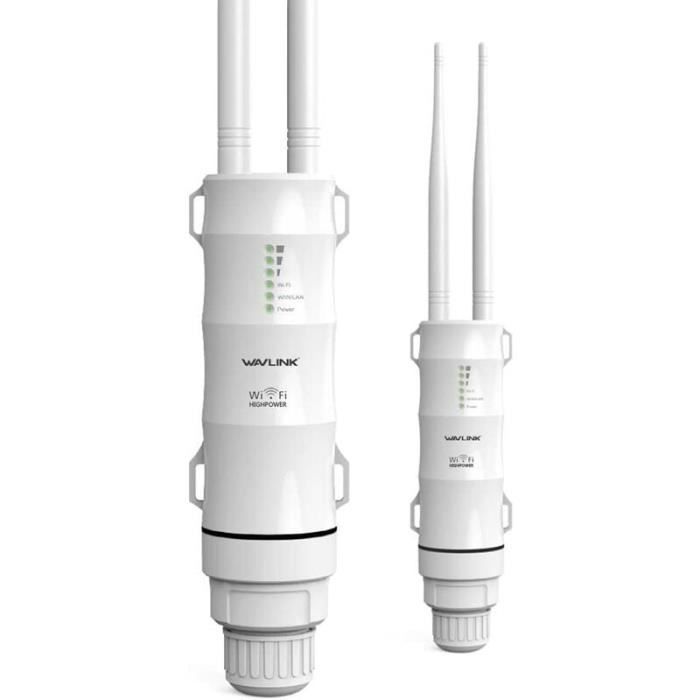 WAVLINK AC1200 Répéteur WiFi Extérieur - Dual-Band 2.4G/5G, 4 Antennes, PoE, IP65