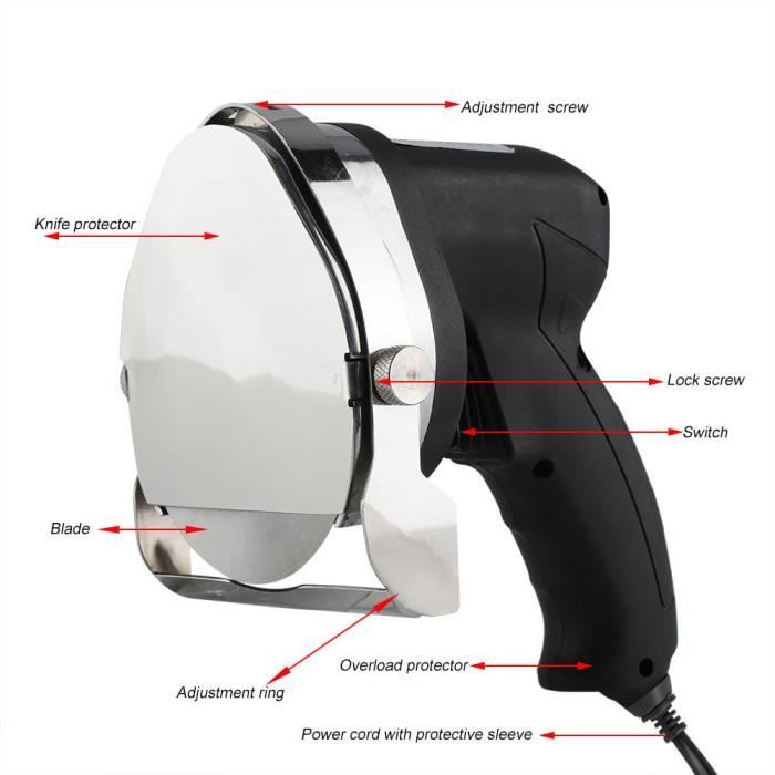 Couteau à Kebab électrique 80W - Lame Ronde Acier Inox, Réglage épaisseur 1-8 Mm - Pour Gyros, Shawarma, Viandes Rôties - 9