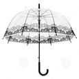 CONFO® parapluie transparent à canne motifs dentelle imprimée élégant cloche design fille femme original qualité résiste au vent-1