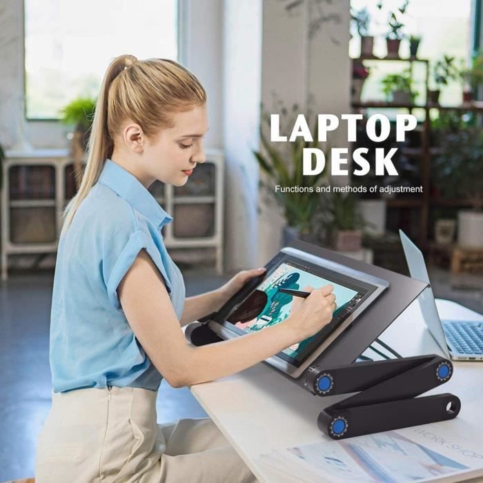 Support ordinateur portable lapdesk pour pc pliable réglable inclinable  table de lit pliable repliable plateau petit déjeuner[14] - Cdiscount  Informatique