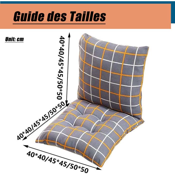 Coussin de Chaise avec Dossier, 40x40cm Coussin de Siège lot de 4 , Doux et Respirant pour