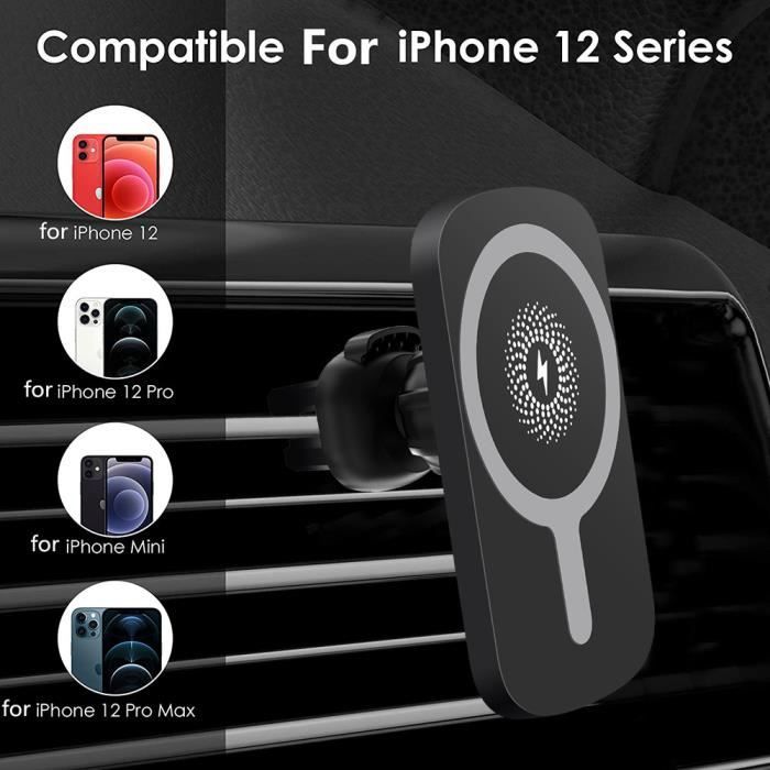 15W avec Support de Chargeur de Voiture sans Fil magnétique,Chargeur  Induction MagSafe,pour iPhone 14/13 / 12 Pro Max Mini Series (Noir