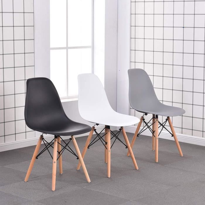 Lot de 4 chaises scandinaves Noires pieds en bois ESBJERG - Chaise Pas Cher