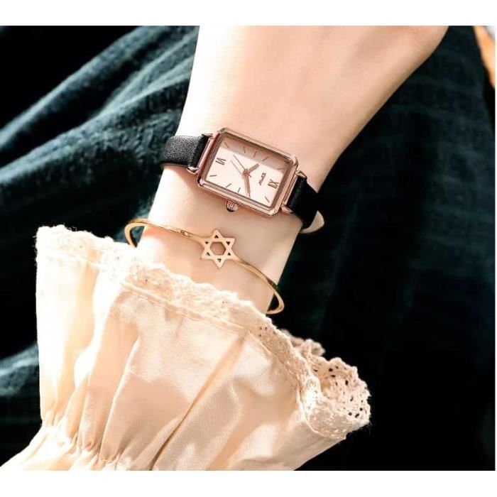 Montre Femme Rectangulaire M canisme Quartz Bracelet Cuir u1895