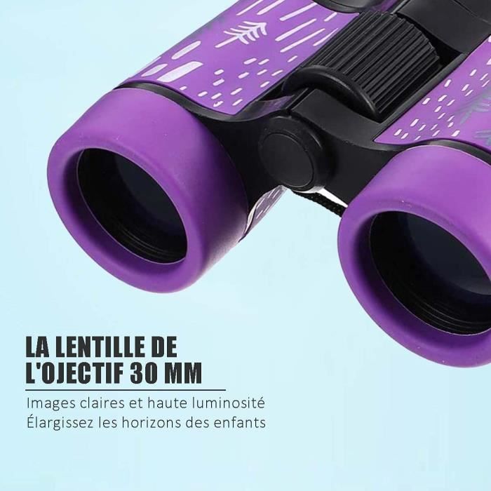 Jumelles pour Enfants de 3-12 Ans avec Guide d'oiseaux, Jouets d'extérieur Cadeau Enfant 4-12 Ans Fille, Idéal pour Birdwatching,Concert, Match de Football - Cadeau de Noël pour Enfants
