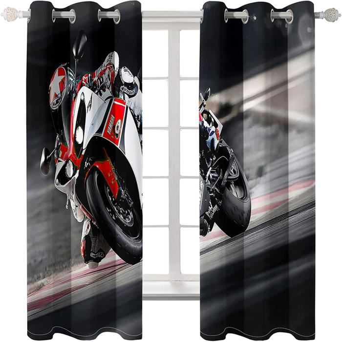 Rideaux Voiture De Course Rouge/noir 132x160 Cm - Occultant 30-50% Pour Chambre Et Salon - Motif Sport Extrême