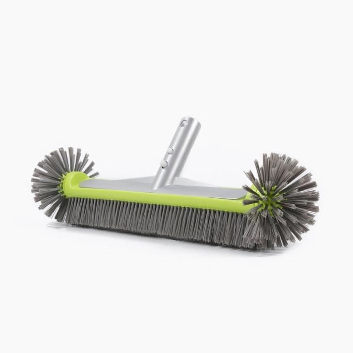 Sunik Brosse Piscine 45 Cm Avec Manche Aluminium – Brosse Murale & Sol, Poils Polypropylène, Clip EZ, Compatible Tige Télescopique