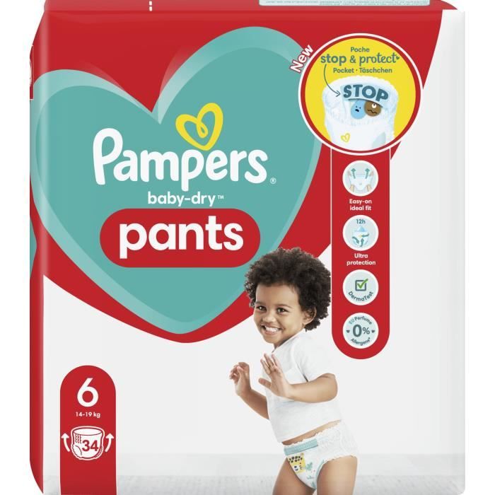 PAMPERS Baby-dry pants couches culottes taille 6 (14-19kg) 34