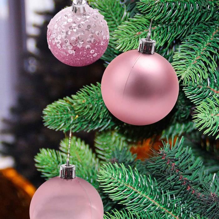 6 Boules De Noël En Forme De Bonbons Pailletées – 8,3 Cm, Or Rose – Décorations Sapin Et Intérieur - 10
