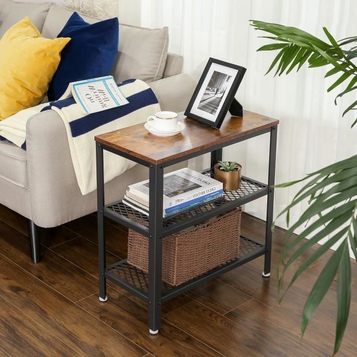VASIHO Table D'appoint, Petite Table D'appoint avec étagères de VASIHO Table D'appoint, Petite Table D'appoint avec étagères de