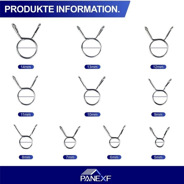 Kit De 78 Colliers De Serrage à Ressort - 10 Diamètres De 5 à 14 Mm, Pour Tuyaux, Automobile, Maison